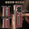 Funda protectora adecuada para el teléfono Honor MagicV6 con soporte de correa de muñeca giratoria, funda de cuero genuino con ventana de visualización inteligente para hombre MagicV6