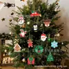 Árvore de Natal plana 2D Papai Noel fofo boneco de neve pinguim madeira casa feriado sazonal decoração de casa pingente