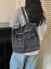 Bolsa de Mezclilla Retro Casual de Gran Capacidad con Doble Bolsillo para Motocicleta 2026 Nueva Versátil Bolsa de Hombro Tote para Mamá