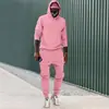 Moletom de Fleece 2025 Masculino com Capuz Outono e Inverno Novo Solto Cor Lisa Tamanho Grande Pulôver Liso Calça Longa Conjunto Casual