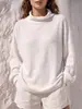 2026 Estação Independente Amazon Europeia e Americana Novo Top Casual de Moda com Gola Alta Waffle Solto de Manga Longa para Mulheres