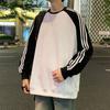 Sudadera con cuello redondo a rayas de gran tamaño de moda nacional para hombre, sudadera con capucha de primavera y otoño, marca de moda de calle alta, top holgado estilo Hong Kong para parejas