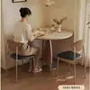 Mesa de comedor plegable de pizarra, convertible en mesa redonda, nuevo diseño para apartamentos pequeños, con estilo de mediados de siglo con piedra natural y madera maciza
