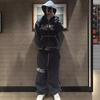 Traje deportivo para pareja, estilo hip hop, informal, de marca, con capucha y estampado de pierna, estilo europeo y americano, Y2K