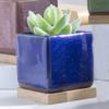 Vaso Quadrado para Suculentas Rachado Cor Colorida Cerâmica Combinação Vaso de Flores Mini de Mesa Pequeno Vaso Colorido Mobiliário Doméstico Recipiente para Flores