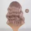 Pelucas para Mujeres Europeas y Americanas, Peluca de Encaje Frontal, Raya en Medio, Encaje Pequeño, Patrón de Ola de Agua, Cabello Corto Rizado de Colores, Peluca de Fibra Sintética