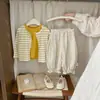 Pantalones sencillos de encaje anti-mosquitos para niñas, pantalones de verano finos de corte holgado con puños, pantalones tipo linterna elegantes de algodón puro para bebé niña