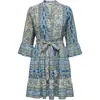 Vestido Estampado de Moda Europeia e Americana para Mulheres - Lançamento Primavera 2026 - Estilo Novo Elegante Soltinho com Amarração - Amazon Transfronteiriço