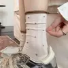 Calcetines finos de lunares de verano para mujer, calcetines de media pantorrilla, calcetines holgados estilo ballet, calcetines largos de malla con lunares blancos