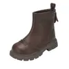 Botas Martin para Niños 2026 Otoño/Invierno Nuevo Estilo Unisex Retro Británico Cremallera Trasera Botines Moda Forro Simple Botas de Piel