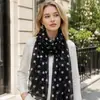 Bufanda estampada de lunares europea y americana transfronteriza, cálida y protectora del sol, bufanda fina de seda, transpirable y no sofocante para viajar, chal de gasa de Bali