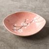 Vajilla de cerámica bajo cubierta pintada a mano con flor de ciruelo estilo japonés creativo, plato ovalado para comida para el hogar, plato para ensalada, plato para aceitunas
