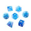 Conjunto de Dados Poliédricos de Pedra Olho de Gato Azul Mineral Sintético com Números Gravados para Jogo de RPG D&D, Conjunto de Sete Peças Z02