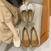 Zapatos Planos de Suela Blanda y Boca Baja, Zapatos tipo Beanie de Una Pierna, Nuevo Estilo Primavera y Otoño 2025, Zapatos Planos de Suela Blanda Plateados, Pliegues de Piel Suave Retro