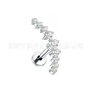Brincos Curvos de Titânio F136 Cravejados com Zircônia Studs de Orelha Liga de Titânio G23 Liga de Cobre Cobre Ecológico Substituição Plana Brincos de Diamante