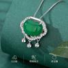 Collar de plata esterlina con colgante de calcedonia verde natural para mujer, estilo chino, con incrustaciones de circonita, cadena de clavícula, joyería de alta calidad.