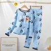 Amazon 2025 Novo Pijama Infantil Meninas Primavera e Outono Manga Longa Crianças Meninas Meninos Crianças Médias e Grandes Roupas de Casa de Outono