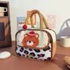 Bolsa Lancheira Animal Desenho Animado Fofo com Camada Espessa de Folha de Alumínio para Isolamento, Bolsa Lancheira para Estudante Estilo Japonês