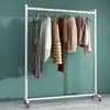 Expositor de chão para loja de roupas, arara de roupas para shopping com rodas, cabideiro preto simples de haste única