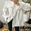 En stock Otoño 2026 Nuevo Diseño de Encaje Estilo Coreano Patchwork Versátil Camisa Casual Holgada para Mujer 16347