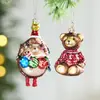 Colgantes para decoración de árbol de Navidad de productos nuevos transfronterizos, pequeños adornos colgantes creativos pintados a mano con vidrio, decoraciones de ambiente temáticas de erizo y oso