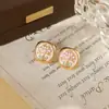 Pendientes Florales de Perlas Estilo Vintage del Jardín de Monet con Colgantes de Esmalte, Joyería Floral Pintada de Alto Nivel con Esmalte de Lujo Ligero