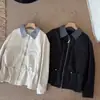 2026 Nova Moda Estilo Coreano Gola Lapela Manga Longa Jaqueta Feminina Solta Emagrecedora Versátil Top Outono Jaqueta com Zíper Feminina