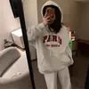 Moletom com capuz branco e cinza, forrado com fleece, grosso e resistente, estilo americano, para mulheres, outono e inverno, jaqueta casual oversized para pessoas baixinhas