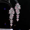 Pendientes de lujo ligeros para banquetes, con flores y brocado, de alta calidad y con circón atmosférico.