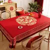 Um Essencial para o Ano Novo: Toalha de Mesa Vermelha com Estampas Auspiciosas em Dourado, Impermeável e Festiva para Uso Doméstico, Decoração de Ano Novo