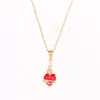 Collar con Colgante de Cruz de Zirconia Roja en Forma de Corazón, Cadena de Clavícula de Moda con Incrustaciones de Diamantes de Zirconia en Forma de Corazón, Cadena Creativa para el Cuello Dorada con Forma de Corazón