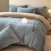 Conjunto de Quatro Peças de Veludo de Leite Espessado para Cama, Lençóis Simples Quentes de Veludo Coral e Conjunto de Cama de Inverno de Três Peças com Capa de Edredom