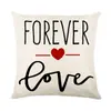 Amazon Día de San Valentín Funda de Almohada Estampado de Lino Pareja Transfronterizo Hogar Sala de Estar Funda para Cojín de Sofá Estilo Nórdico