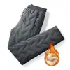 Pantalones de invierno de lana de cordero para hombre, forrados con vellón, gruesos, resistentes al viento, impermeables, cálidos, para exteriores, rectos, pantalones deportivos de talla grande