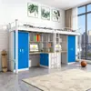 Cama litera para dormitorio escolar con escritorio y armario combinado, estructura de cama de hierro para cama doble, adecuada para estudiantes de posgrado y empleados de empresa