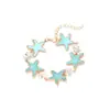 Estilo Ins Moda Criativo Artesanal Pérola Barroca Costura Estrela do Mar Pulseira Feminina Estilo Férias Marinha Esmalte Pulseira