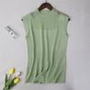 Camisola de Mujer Verano Ropa Exterior Chaleco Cuello Alto Medio Seda de Hielo Lino Alta Elasticidad Tejido de Punto Camisa Base con Top sin Mangas Trbottomy