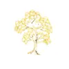 Broche Árbol de la Fortuna Exquisito de Gama Alta Lujo Ligero Versátil Pin de Árbol Perenne Verde Amarillo Pino Broche de Perlas