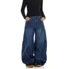 Design de Caminhonete de Nicho Jeans Sickle de Cintura Alta Slim 2025 Calças de Perna Larga Slimming da High Street