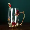 Taza de agua de color esmalte para el hogar sala de estar taza de café creativa de lujo ligero moda femenina vaso taza de leche para el desayuno traje