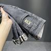 Pantalones vaqueros de marca de moda para hombre, sueltos, combinables, pequeños, rectos, elásticos, largos, primavera y otoño, nuevos pantalones ajustados para hombre ins