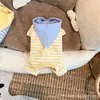 Ropa de otoño e invierno para perros de compañía, pijama con capucha de cuatro patas que cubre la barriga, cálido y con forro polar, adecuado para usar en interiores y puede usarse como correa para gatos