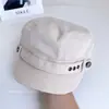 Chapéu de moda Harajuku estilo flat-top de veludo cotelê, chapéu de equitação feminino, boné bico de pato versátil vintage de outono, chapéu de jornaleiro estiloso, moderno