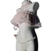 Lingerie Sexy, Estilo Suave e Doce, Uniforme de Três Peças Transparente, Desejo Puro, Renda Brincalhona, Conjunto de Top Tubo Estilo Bolo e Saia Curta