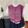 Colete Cardigan Tricotado Jacquard Estilo Western Vintage Feminino Outono Inverno Gola Redonda Estilo Preguiçoso Solto Casual Colete Sobreposto