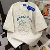Camiseta de Verano Casual de Algodón Puro de Peso Pesado con Personalidad Estampado Tie-Dye Cuello Redondo Manga Corta Corte Holgado de Nicho Top Unisex Ropa de Pareja