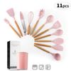 Conjunto de Utensílios de Cozinha de Silicone com Cabo de Madeira Rosa Transfronteiriço 11 Peças Espátula de Cozinha Antiaderente Utensílios de Cozinha Conjunto de Cozinha
