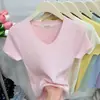 Hong Kong y American Apparel/Verano 2026 Nuevo Estilo Cuello Redondo Bajo Color Sólido Suéter de Punto Manga Corta Ajustado Top Base
