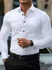 Camisa de vestir para hombre de corte cruzado muscular, ropa de trabajo profesional sin arrugas, camisa transpirable de manga larga antiarrugas
