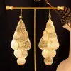Brincos longos femininos estilo Barroco Indiano retrô com salgueiro, vazados, de coração, com borlas multicamadas, atacado